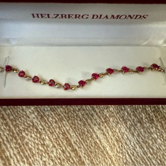 Helzberg Diamonds Gold Bracelet with Red Heart Accents - Picture 2 of 3